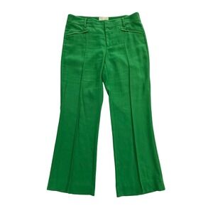 Anthropologie Elevenses The Brighton Green Linen Blend Pants Women US 8 W350